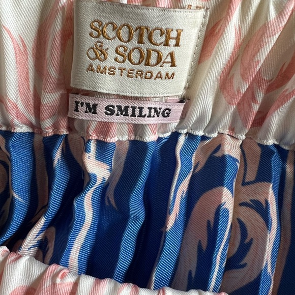 Scotch & Soda Women Blue Palm Pleated Preppy Boho Midi Skirt Size Small - Picture 6 of 9